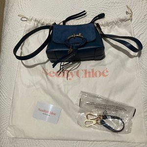 See by Chloe blue suede mini crossbody bag